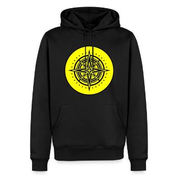 Icône de la boussole - Sweat à capuche Premium bio Homme - noir - Devant - Nico (187cm)