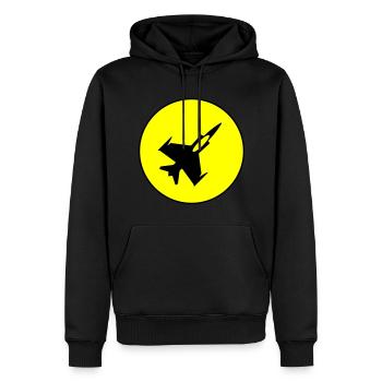 Symbole de jet d’avion - Sweat à capuche Premium bio Homme - noir - Devant - Nico (187cm)