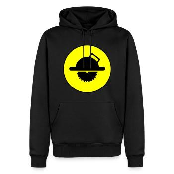 Silhouette du symbole de la scie circulaire à la main - Sweat à capuche Premium bio Homme - noir - Devant - Nico (187cm)