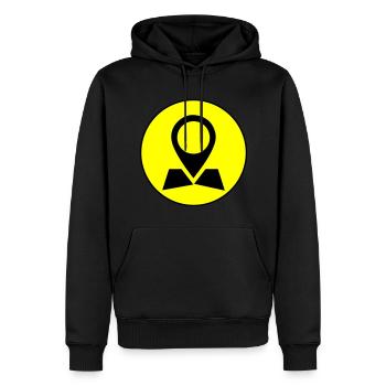 Icône de carte du monde - Sweat à capuche Premium bio Homme - noir - Devant - Nico (187cm)