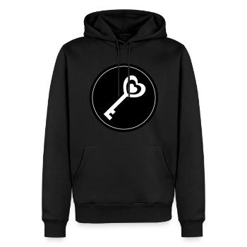 Cercle de mariage cœur clé - Sweat à capuche Premium bio Homme - noir - Devant - Nico (187cm)