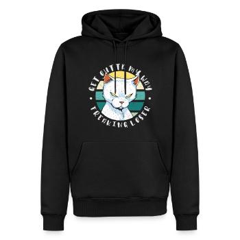 Geh mir aus dem Weg du verrückter Verlierer, Katze - Männer Premium Bio Hoodie - Schwarz - Vorne - Nico (187cm)
