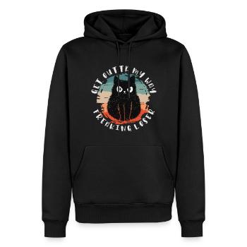 Sors de mon chemin, perdant fou, chat - Sweat à capuche Premium bio Homme - noir - Devant - Nico (187cm)