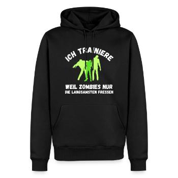 Zombie Training grün Schrift lustig Fitness - Männer Premium Bio Hoodie - Schwarz - Vorne - Nico (187cm)