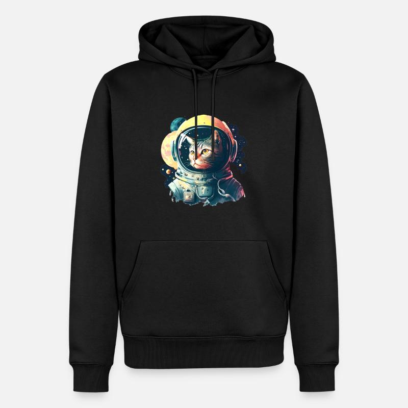 Cat inSpace - Männer Premium Bio Hoodie - Schwarz