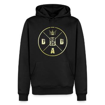 Dad 2025 Vaterschaft Papa - Männer Premium Bio Hoodie - Schwarz - Vorne - Nico (187cm)
