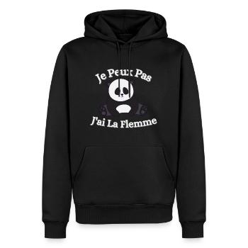 Je peux pas, J'ai la flemme, T-shirt Flemme - Sweat à capuche Premium bio Homme - noir - Devant - Nico (187cm)