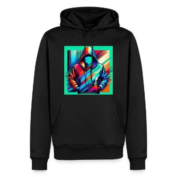 Cyber Pulse - Men’s Premium Organic Hoodie - black - Front - Nico (187cm)