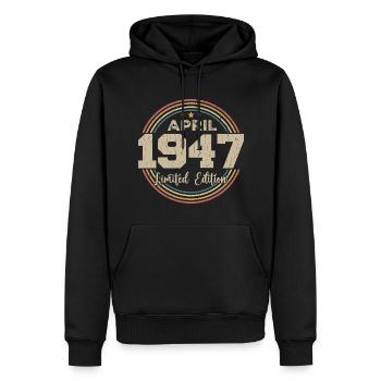 Avril 1947 Cadeau D'anniversaire Avril 1947 Retro - Sweat à capuche Premium bio Homme - noir - Devant - Nico (187cm)