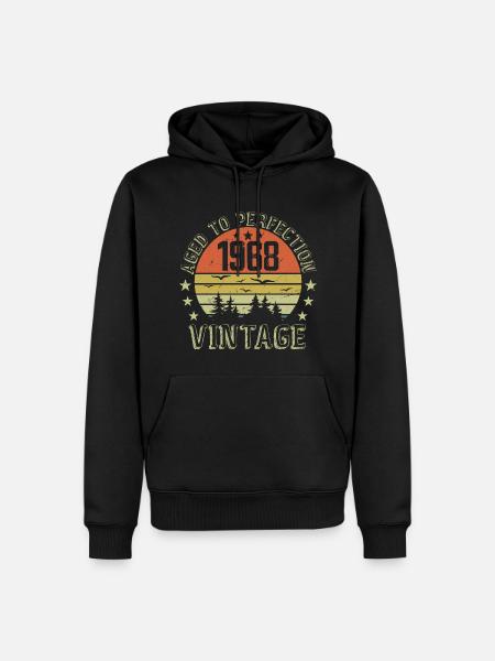 1968 Vintage geboren 1968 1968 verjaardagscadeau - Mannen Premium Bio hoodie - zwart