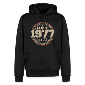 Né en June 1977 Anniversaire 11977 Juin 1977 Juin - Sweat à capuche Premium bio Homme - noir - Devant - Nico (187cm)