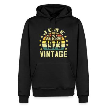 Juni 1973 Juni Retro Juni 1973 Geburtstagsgeschenk - Männer Premium Bio Hoodie - Schwarz - Vorne - Nico (187cm)