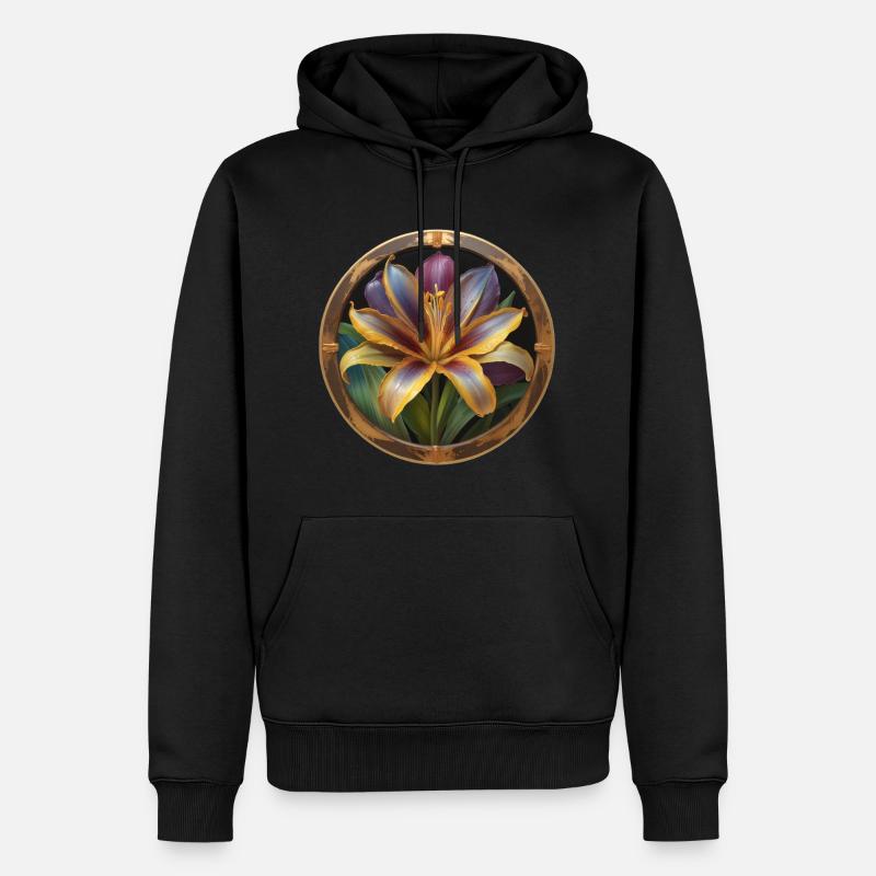 Fleur de lilas épanouie - Sweat à capuche Premium bio Homme - noir