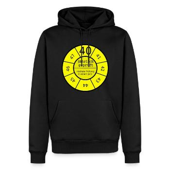 Geburtstag 40 Jahre alt geprüft Plakette lustig - Männer Premium Bio Hoodie - Schwarz - Vorne - Nico (187cm)