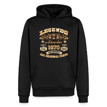 Legends are born in December 1970 - Men’s Premium Organic Hoodie - black - Front - Nico (187cm)