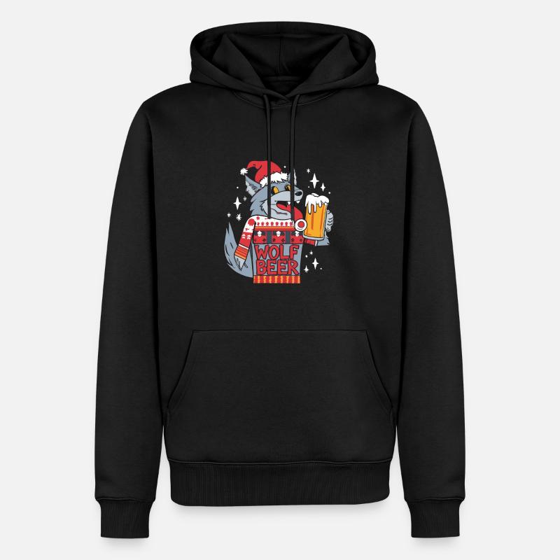 Wolf - Männer Premium Bio Hoodie - Schwarz