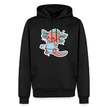 Hulahoop Axolotl - Männer Premium Bio Hoodie - Schwarz - Vorne - Nico (187cm)