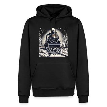 Lokomotive - Männer Premium Bio Hoodie - Schwarz - Vorne - Nico (187cm)