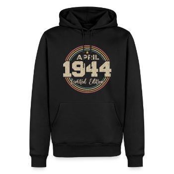 April 1944 Retro April 1944 Geburtstagsgeschenk - Männer Premium Bio Hoodie - Schwarz - Vorne - Nico (187cm)