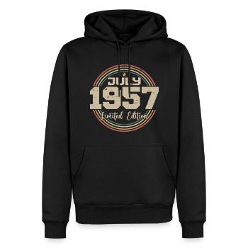 1957 Geburtstag Juli 1957 Geschenk Juli 1957 - Männer Premium Bio Hoodie - Schwarz - Vorne - Nico (187cm)