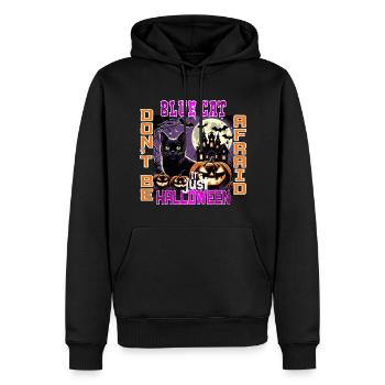 BLAU, KEINE ANGST, ES IST NUR HALLOWEEN - Männer Premium Bio Hoodie - Schwarz - Vorne - Nico (187cm)