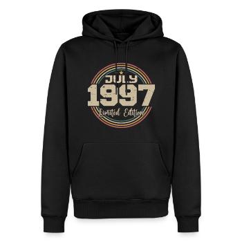 1997 Anniversaire Juillet 1997 Cadeau Juillet 1997 - Sweat à capuche Premium bio Homme - noir - Devant - Nico (187cm)