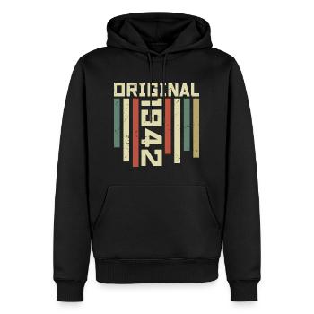 1942 Retro-Geschenk 1942 82 Jahre Geburtstagsgeschenk - Männer Premium Bio Hoodie - Schwarz - Vorne - Nico (187cm)