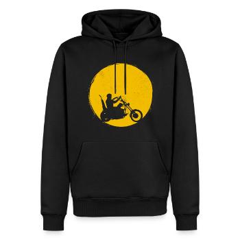 Motorrad Silhouette Chopper Sonne Geschenk - Männer Premium Bio Hoodie - Schwarz - Vorne - Nico (187cm)