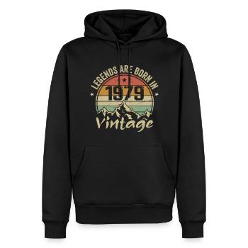 Cadeau Anniversaire 1979 Vintage 1979 Retro 1979 - Sweat à capuche Premium bio Homme - noir - Devant - Nico (187cm)