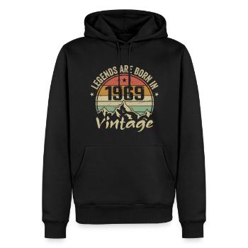 Cadeau Anniversaire 1969 Vintage 1969 Retro 1969 - Sweat à capuche Premium bio Homme - noir - Devant - Nico (187cm)