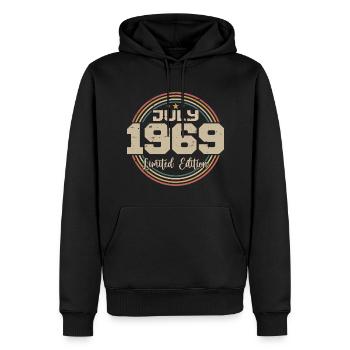 1969 Anniversaire Juillet 1969 Cadeau Juillet 1969 - Sweat à capuche Premium bio Homme - noir - Devant - Nico (187cm)