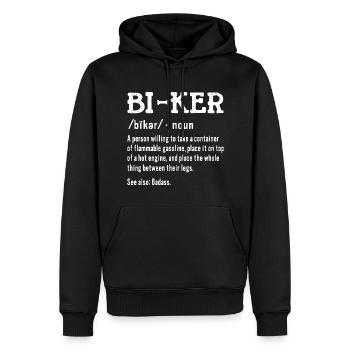 Moto Moto Drôle Définition Conduite - Sweat à capuche Premium bio Homme - noir - Devant - Nico (187cm)