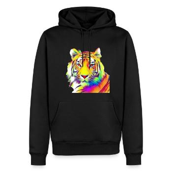 tigre près de 01 - Sweat à capuche Premium bio Homme - noir - Devant - Nico (187cm)