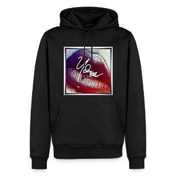 Je t’embrasse - Sweat à capuche Premium bio Homme - noir - Devant - Nico (187cm)
