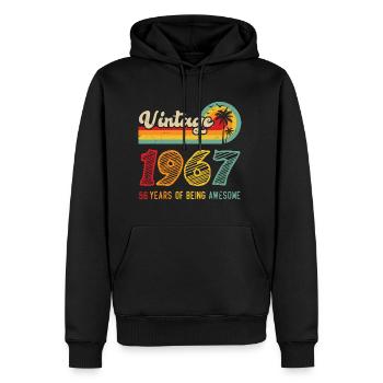 Vintage 1967, Cadeau D'anniversaire 56 Ans - Sweat à capuche Premium bio Homme - noir - Devant - Nico (187cm)