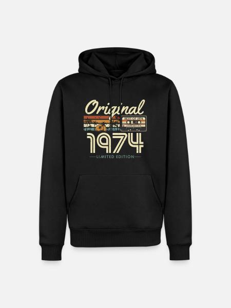 Originele Vintage 1974 Vintage Retro Verjaardag - Mannen Premium Bio hoodie - zwart