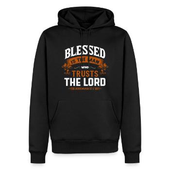 Messages de la Bible Jésus Jérémie 17:7 - Sweat à capuche Premium bio Homme - noir - Devant - Nico (187cm)