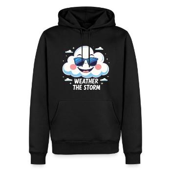 Coole Wolke - Weather the Storm - Männer Premium Bio Hoodie - Schwarz - Vorne - Nico (187cm)