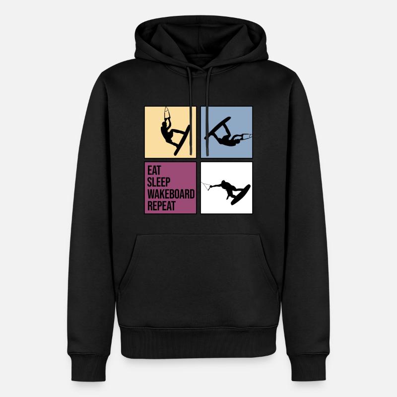 wakeboard wakeboard câble wasserratte répéter - Sweat à capuche Premium bio Homme - noir