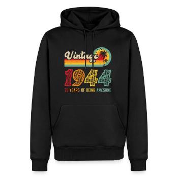Vintage 1944, birthday gift 79 years - Men’s Premium Organic Hoodie - black - Front - Nico (187cm)