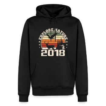 Cadeau Anniversaire 2018 Classique Chasseur 2018 - Sweat à capuche Premium bio Homme - noir - Devant - Nico (187cm)