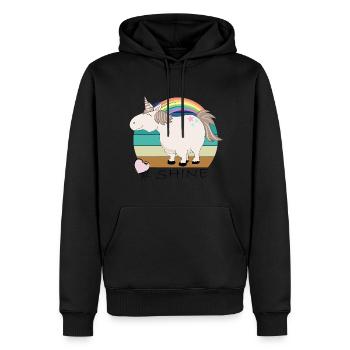 Licorne vintage rétro avec dicton: Shine - Sweat à capuche Premium bio Homme - noir - Devant - Nico (187cm)