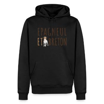 Chien Epagneul et breton - Sweat à capuche Premium bio Homme - noir - Devant - Nico (187cm)