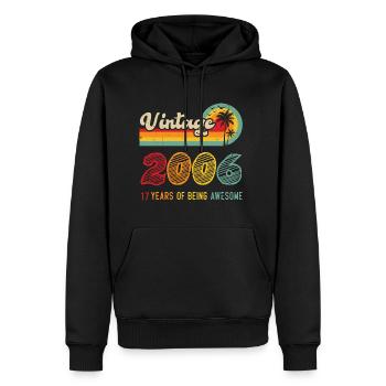 Vintage 2006, Cadeau D'anniversaire 17 Ans - Sweat à capuche Premium bio Homme - noir - Devant - Nico (187cm)