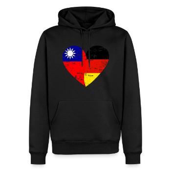 Taiwan Germany Flag Heart - Men’s Premium Organic Hoodie - black - Front - Nico (187cm)