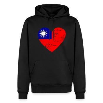 Cœur de drapeau de Taïwan - Sweat à capuche Premium bio Homme - noir - Devant - Nico (187cm)