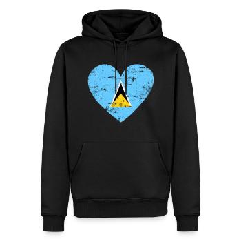 St. Lucia Flaggenherz - Männer Premium Bio Hoodie - Schwarz - Vorne - Nico (187cm)