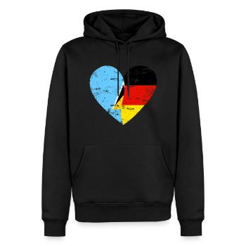 St Lucia Germany Flag Heart - Men’s Premium Organic Hoodie - black - Front - Nico (187cm)