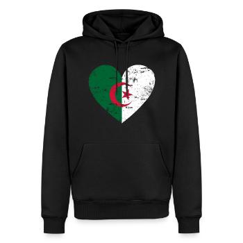 Algeria Flag Heart - Men’s Premium Organic Hoodie - black - Front - Nico (187cm)