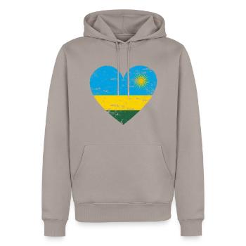 Ruanda Flaggenherz - Männer Premium Bio Hoodie - Taupe - Vorne - Nico (187cm)